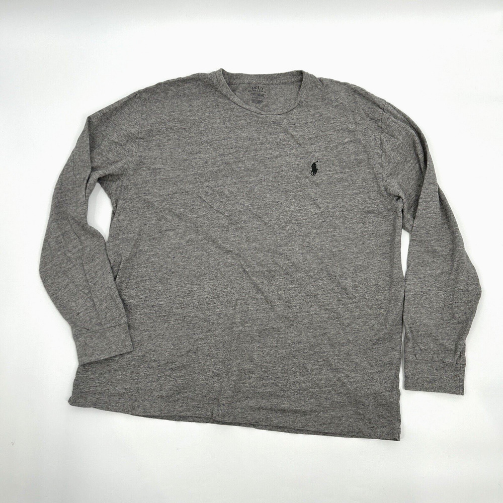 Polo Ralph Lauren T-Shirt Mens L Gray Crew Neck Long Sleeve ClassicFit Pullover